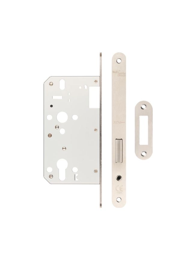 72mm Satin Stainless Steel Din Euro Deadlock Radiused 60mm Backset - By Frelan Hardware - JL-DD60RSSS