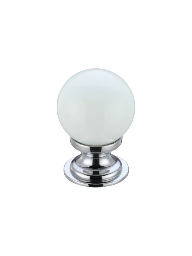 Zoo Hardware Glass Ball Cabinet Knob - Plain 30mm - White