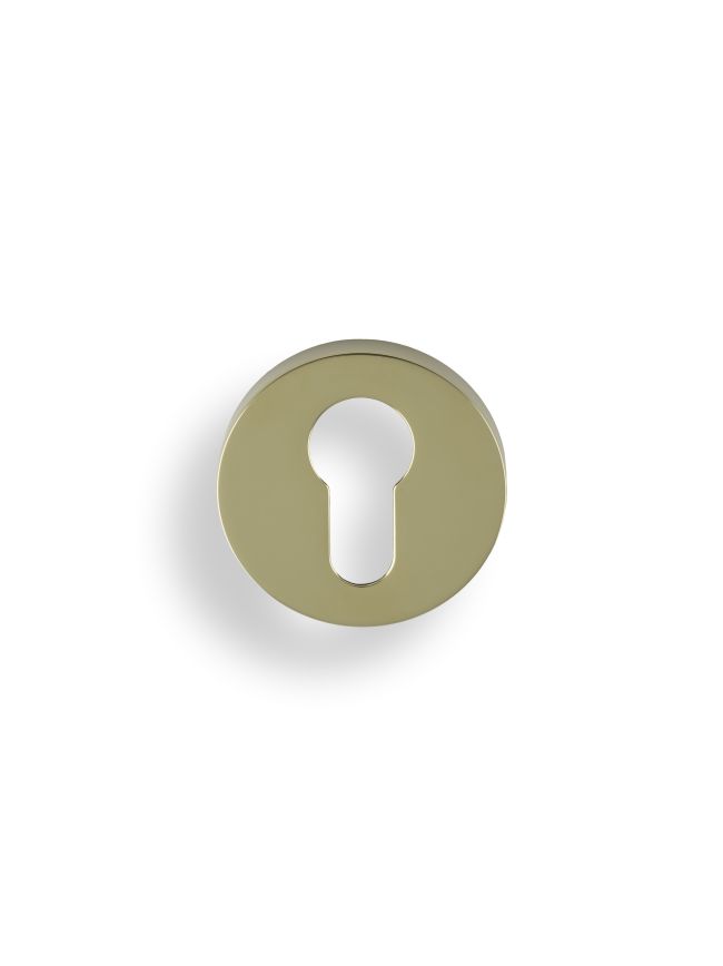 Valli Euro Profile Push-on Round Rosette Escutcheon - Polished Brass PVD