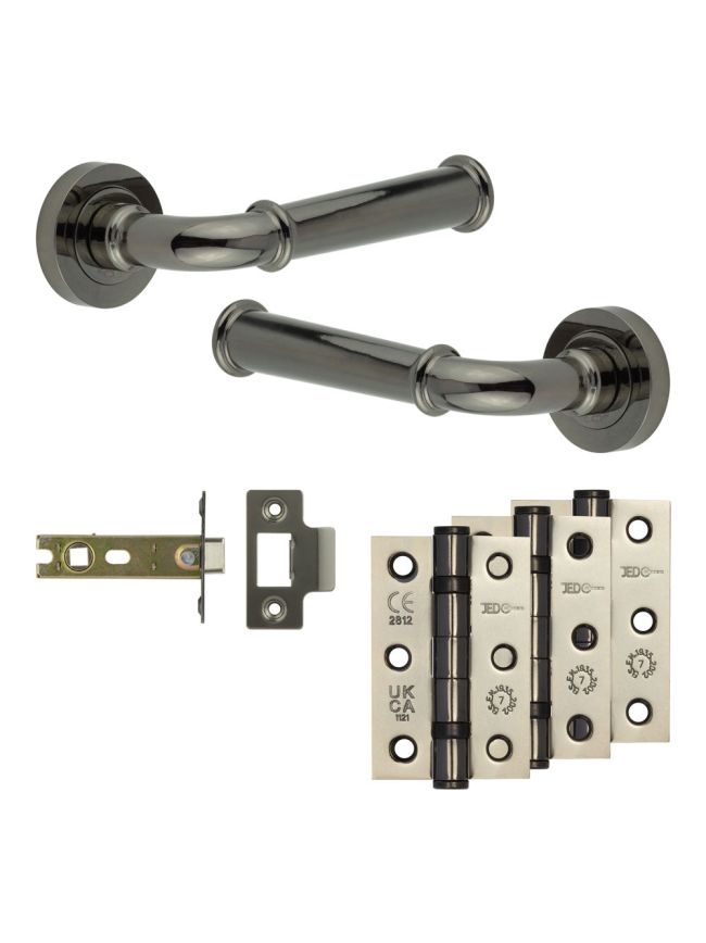 Complete Classic Door Handle Pack - Internal Doors - Black Nickel - 76mm / 3-inch Hinges - JE-A3B-BN