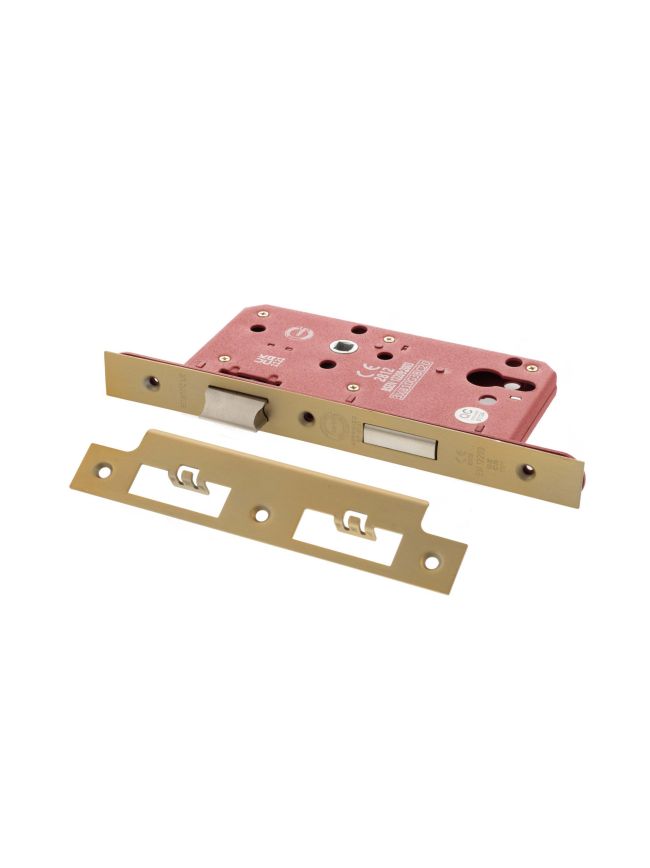 Atlantic DIN Euro Profile Sashlock Double Throw 60mm backset - Satin Brass
