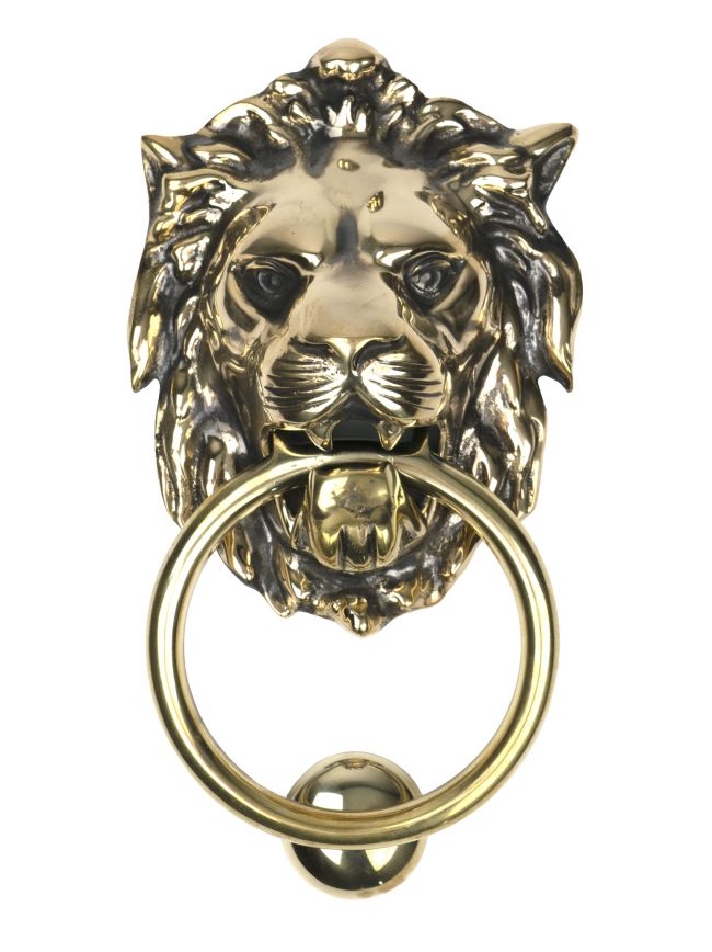 Aged Brass Lion Head Door Knocker