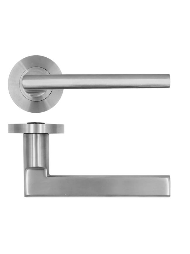 Zoo Hardware Varese Lever on Round Rose - Satin Stainless