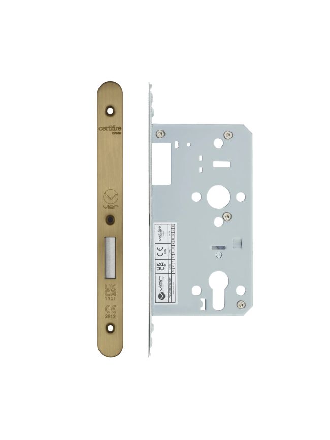 Zoo Hardware 2 Piece - DIN euro deadlock - backset 60mm - radius - Antique Brass