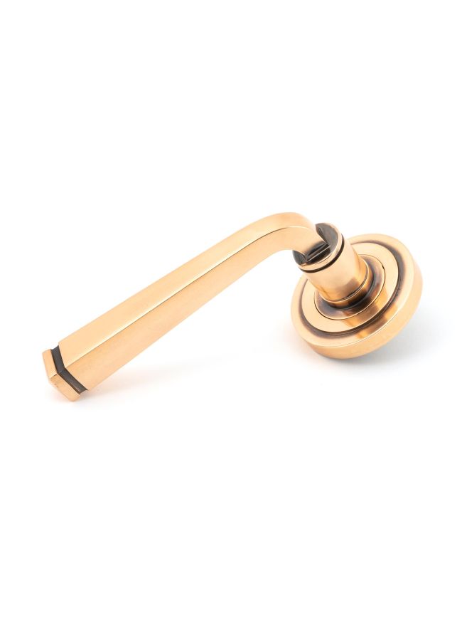 Polished Bronze Avon Round Lever on Rose Set (Art Deco) - Unsprung