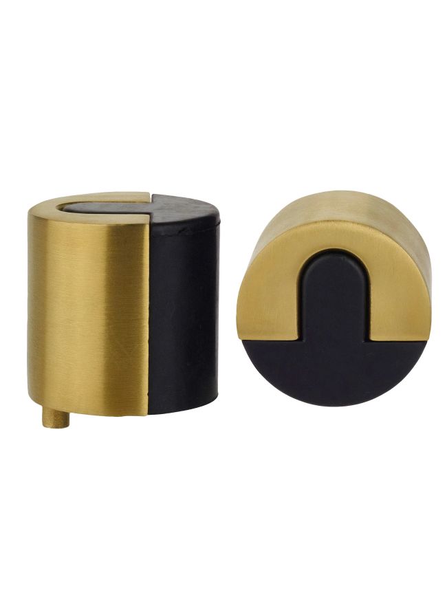 Zoo Hardware Door Stop Floor Mounted - Large Round - 40mm dia - Favo Satin Brass