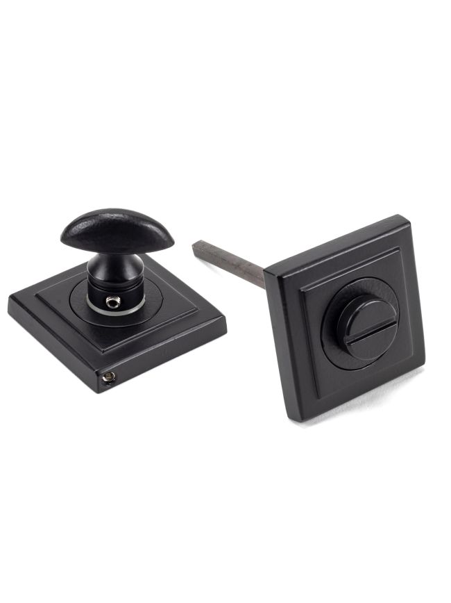 Matt Black Round Thumbturn Set (Square)
