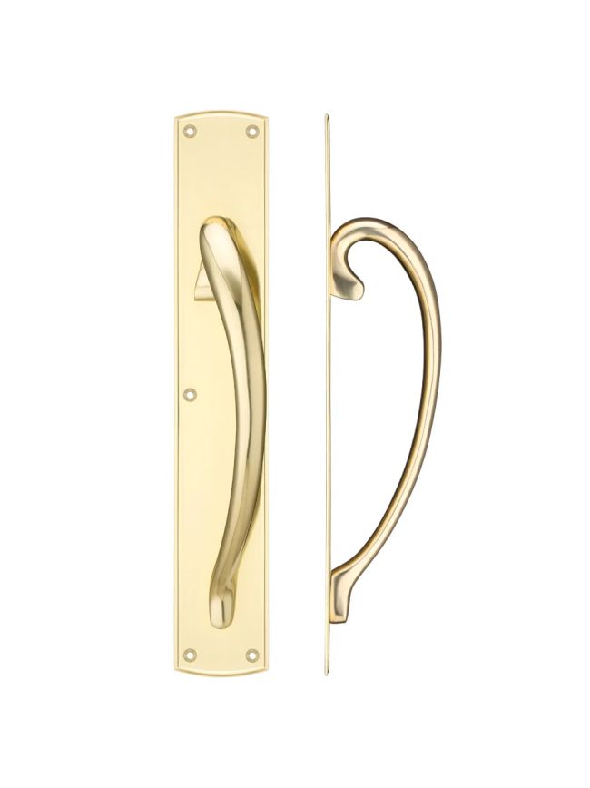 Zoo Hardware Cast brass pull handle with backplate - 457mm - right hand