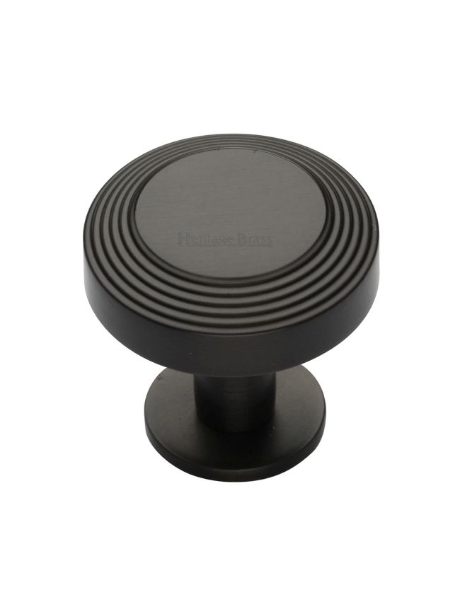 Heritage Brass Cabinet Knob Ridge Design with Rose 38mm Matt Bronze finishUK Registered Design Number 6194410
