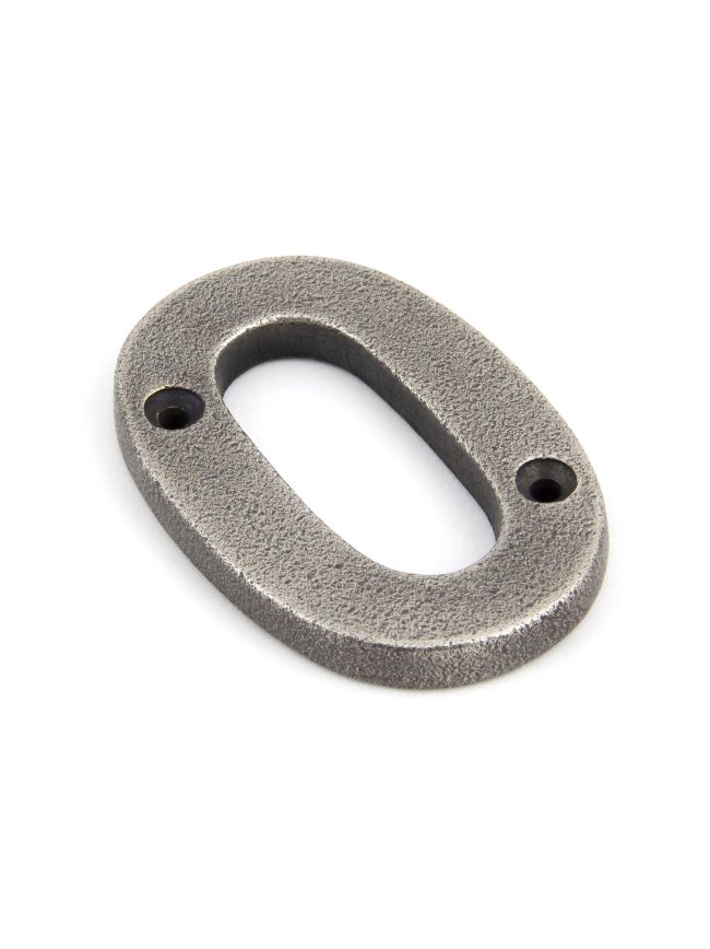 Antique Pewter Numeral 0