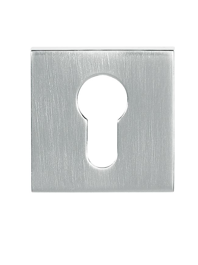 Tupai Rapido Curva/QuadraLine Euro Escutcheons on Square Rose - Satin Chrome (Pair)