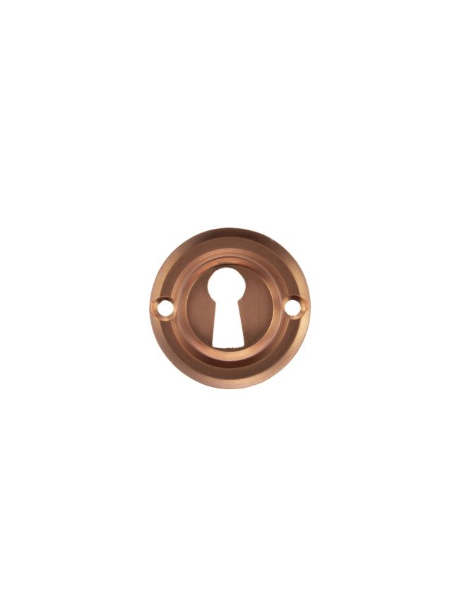 Old English Solid Brass Open Key Hole Escutcheons - Urban Satin Copper (Pair)