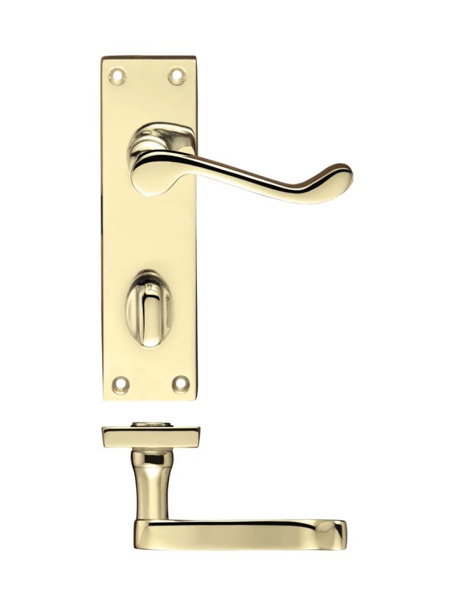 Zoo Hardware Project Victorian scroll lever on bathroom backplate -150mm x 40mm - Electro Brass