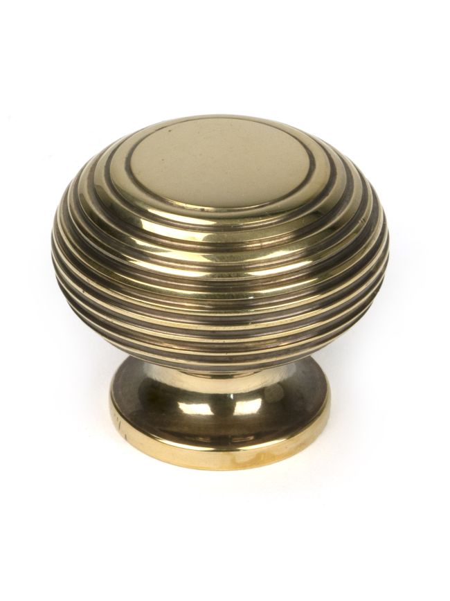 Aged Brass Beehive Cabinet Knob 40mm