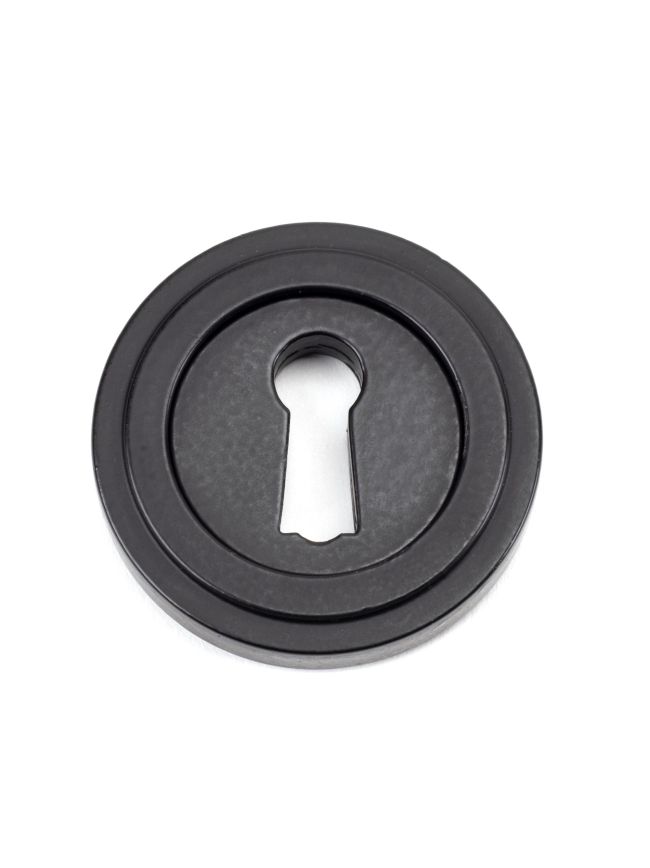Matt Black Round Escutcheon (Art Deco)