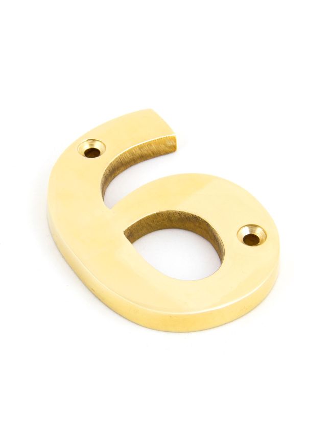 Polished Brass Numeral 6