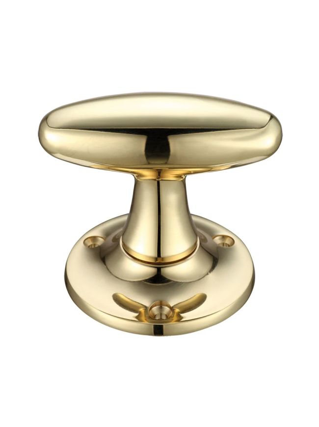 Zoo Hardware Extended Oval Mortice Knob Furniture 60mm Rose dia. - Polished Brass