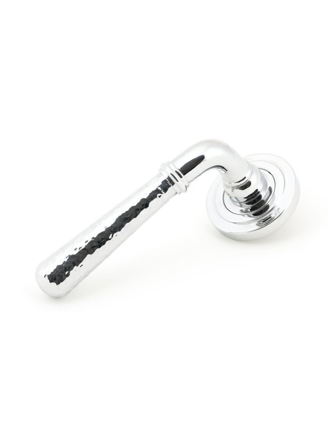 Polished Chrome Hammered Newbury Lever on Rose Set (Art Deco)