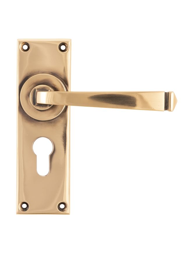 Polished Bronze Avon Lever Euro Lock Set