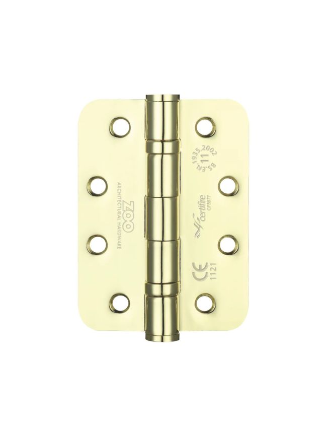 Zoo Hardware Ball Bearing Hinge - Steel 102 x 76 x 3mm - Radius - Electro Brass