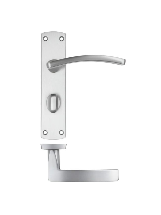 Zoo Hardware Toledo lever on bathroom backplate - Satin Chrome