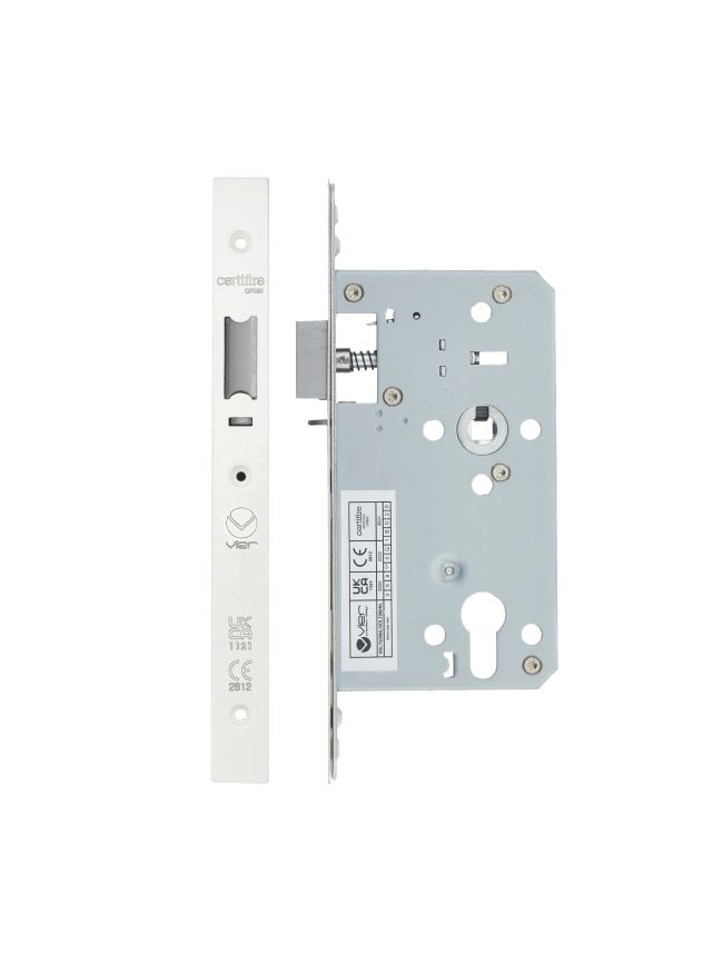 Zoo Hardware 2 Piece - DIN night latch - 72mm c/c - backset 60mm - White