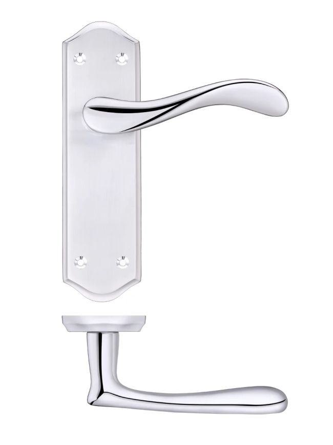 Zoo Hardware Project Asti lever on latch backplate - Satin