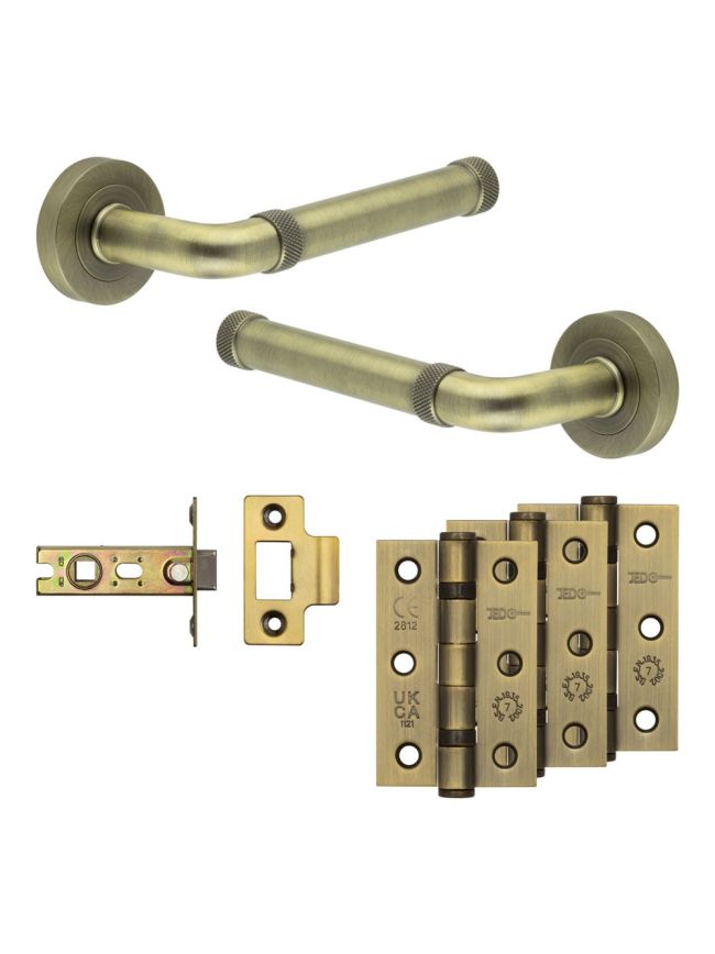 Complete Midtown Door Handle Pack - Internal Doors - Antique Brass - By Frelan Hardware - JE-G1B-AB