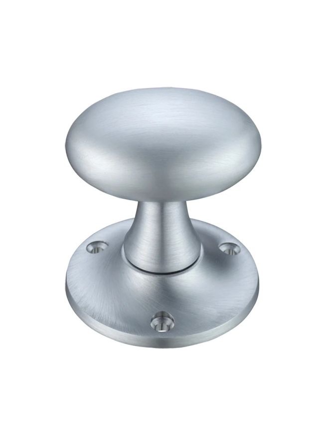 Zoo Hardware Oval Mortice Knob Furniture 60mm Rose dia. - Satin Chrome