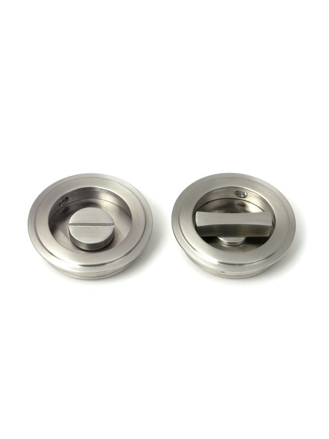 Satin Marine SS (316) 60mm Art Deco Round Pull - Privacy Set