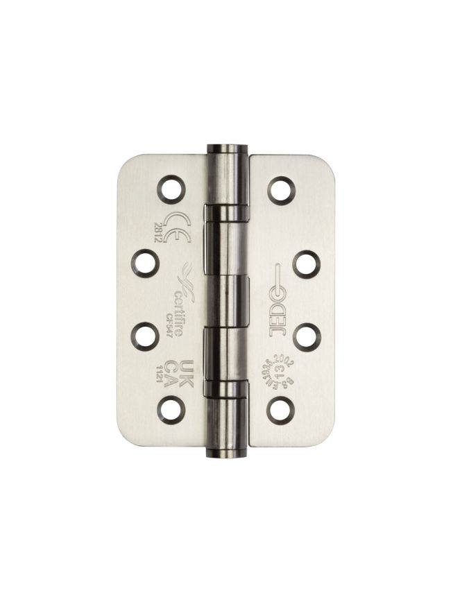 Jedo Stainless Steel Grade 13 Radiused Ball Bearing Hinges - 102x76x3mm - Satin Stainless Steel - Pair - J9500RSSS