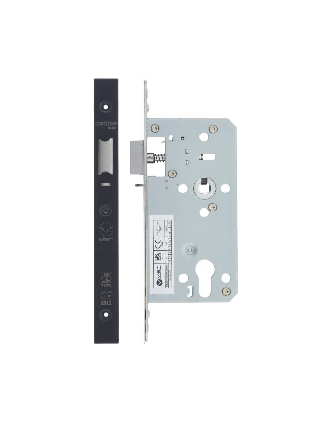 Zoo Hardware 2 Piece - DIN night latch - 72mm c/c - backset 55mm - Black