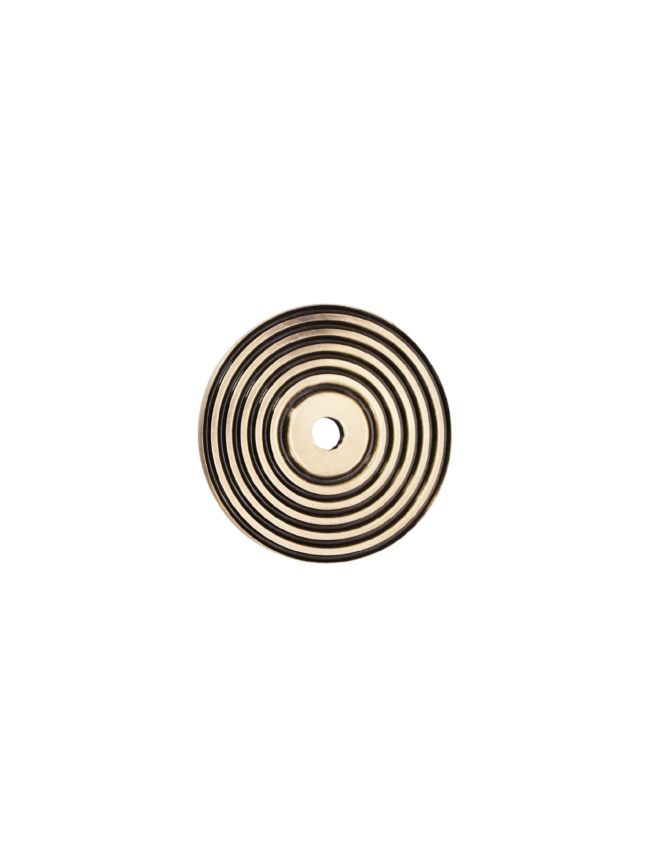 Reeded Round Backplate for Cupboard Knobs Antique Brass
