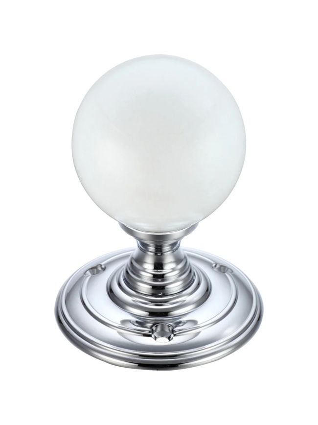 Zoo Hardware Glass Ball Mortice Knob - Frosted 55mm - Polished Chrome