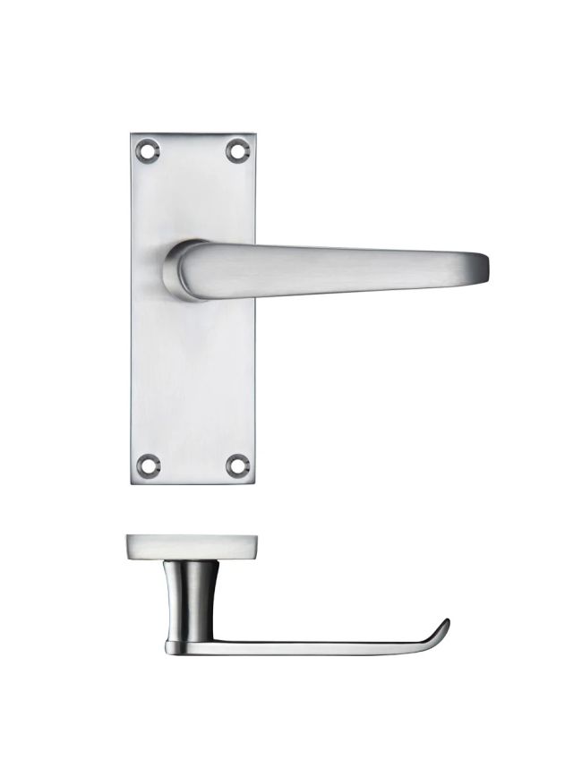 Zoo Hardware Project Victorian flat lever on latch backplate - 114 x 40mm - Satin Chrome