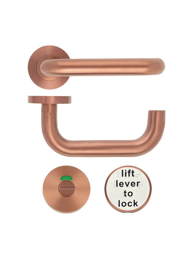 Zoo Hardware 19mm Lift to Lock Tubular Return to Door Lever set -Push On Rose - Grade 304 - PVD Satin Bronze