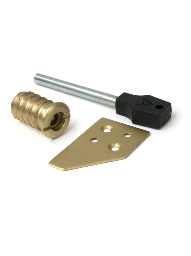 Satin Brass Key-Flush Sash Stop
