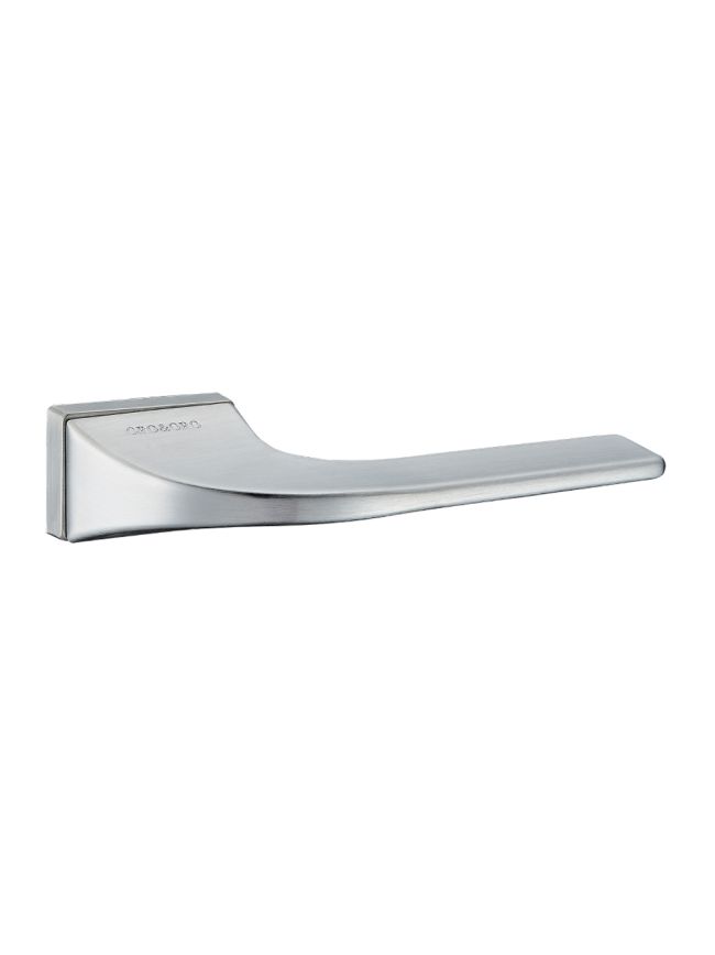 Oro & Oro Oia Lever Door Handle on Square Rose - Satin Chrome (Pair)