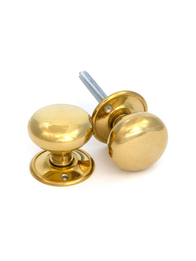 Polished Brass 49mm Mushroom Mortice/Rim Knob Set