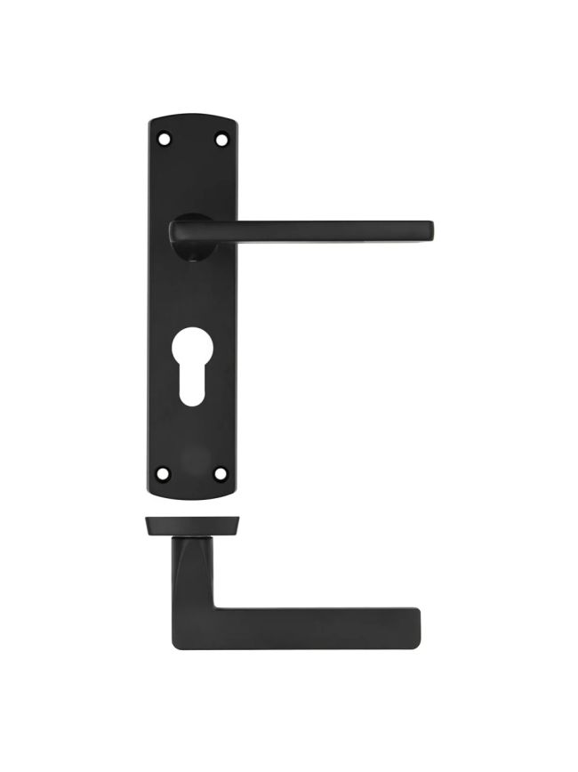 Zoo Hardware Leon lever on euro backplate - Matt Black