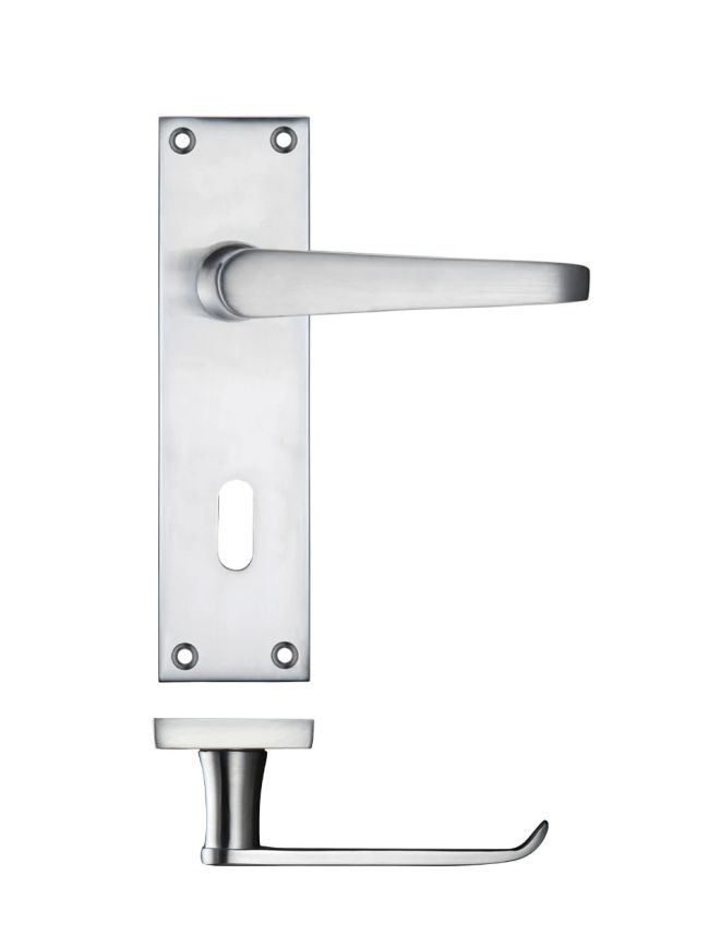 Zoo Hardware Project Victorian flat lever on lock backplate 150 x 40mm - Satin Chrome