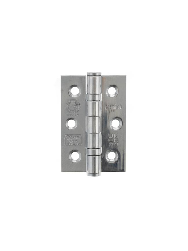 Atlantic CE Fire Rated Grade 7 Ball Bearing Hinges 3" x 2" x 2mm - Polished Stainless Steel (Pair)
