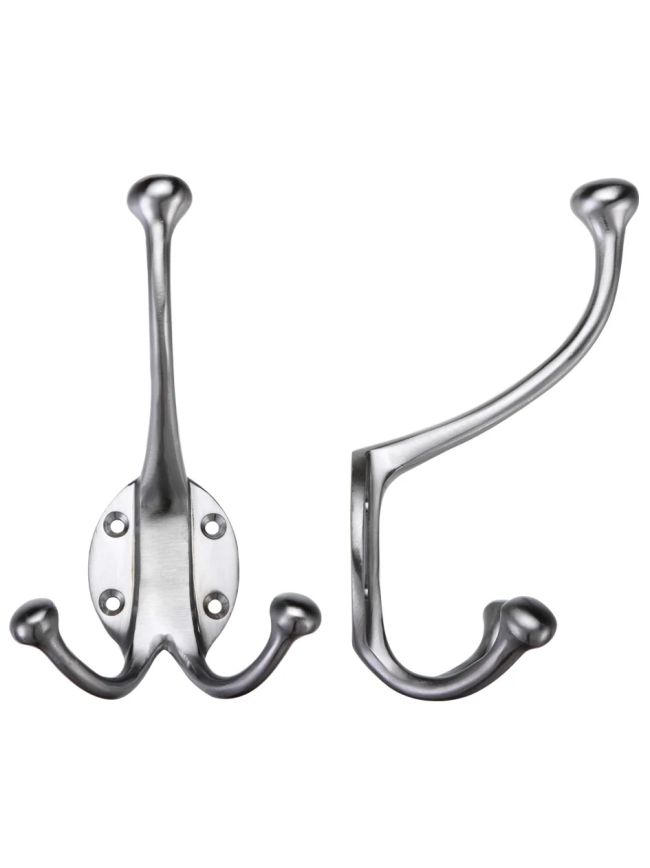 Zoo Hardware Double Hat and Coat Hook - Satin Chrome