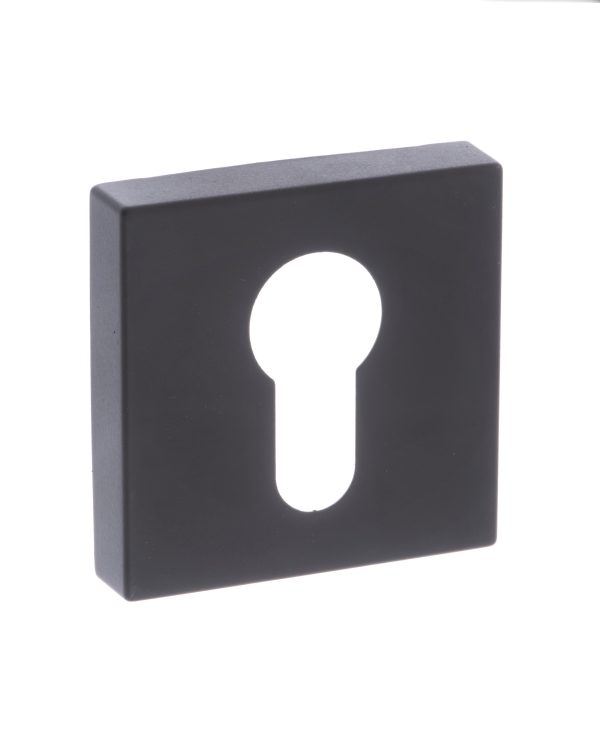 STATUS Euro Escutcheons on S4 Square Rose - Matt Black (Pair)