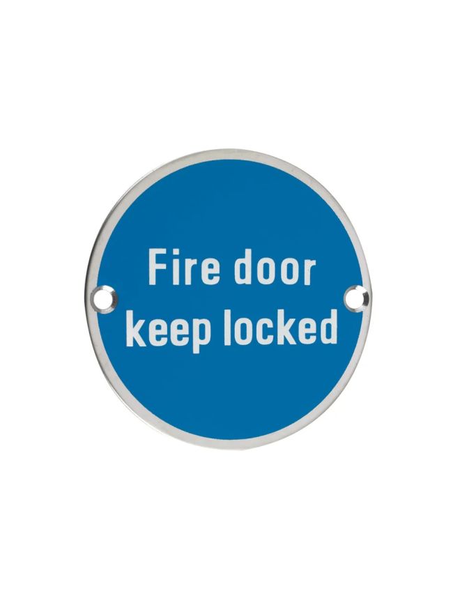 Zoo Hardware Fire Door Keep Locked - 76mm dia - Stainless Steel