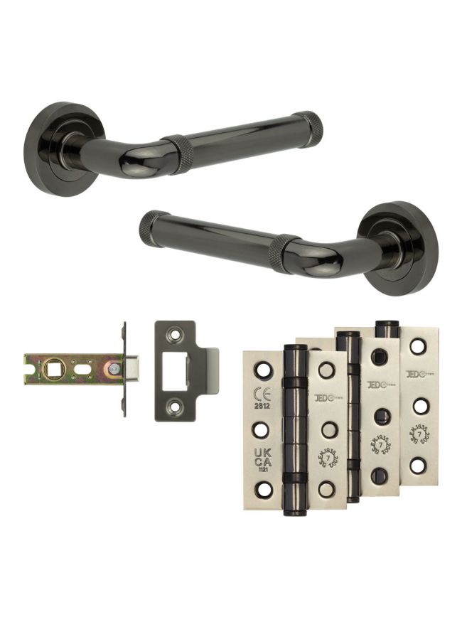 Complete Midtown Door Handle Pack - Internal Doors - Black Nickel - 64mm / 3-inch Hinges - JE-G1B-BN
