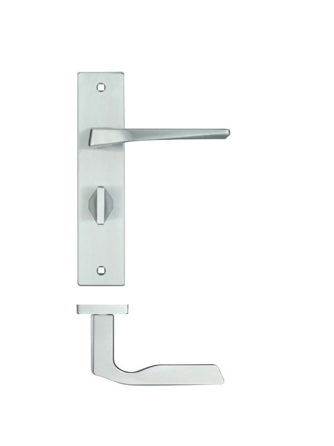 Zoo Hardware Lyra Lever Bathroom (57mm c/c) On Backplate - 190x42mm - Satin Chrome