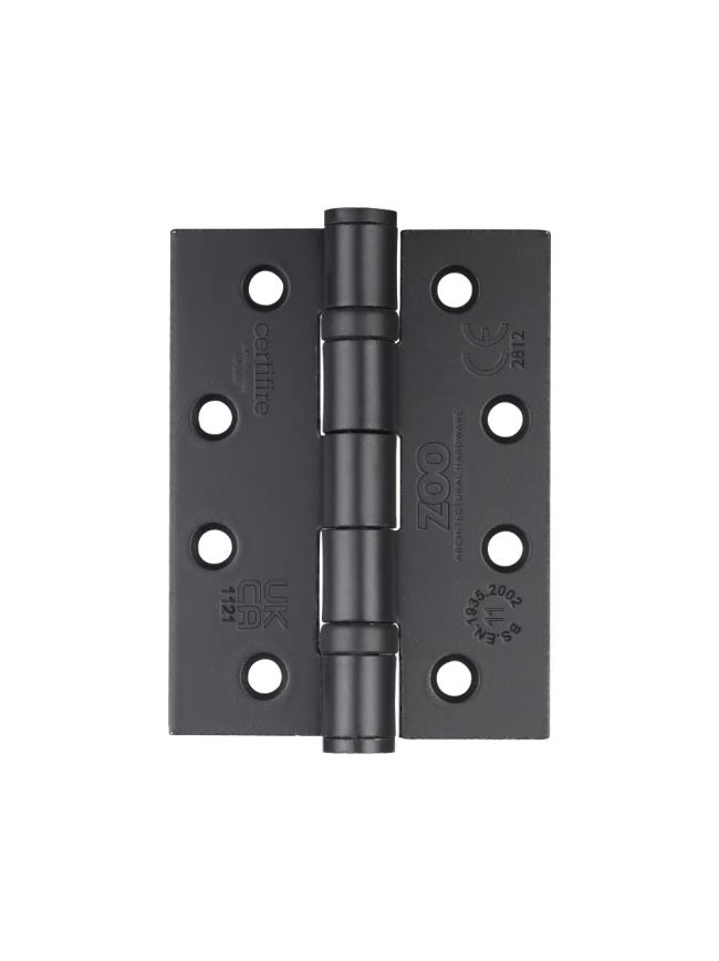 Zoo Hardware Ball Bearing Hinge - Steel 102 x 76 x 3mm - Powder Coat Black