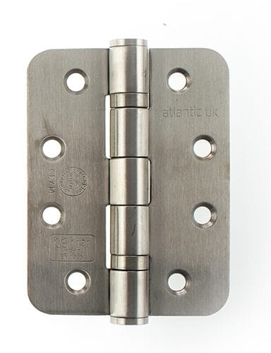 Atlantic Radius Corner Ball Bearing Hinges Grade 13 Fire Rated 4" X 3" X 3mm - Satin Stainless Steel (Pair)
