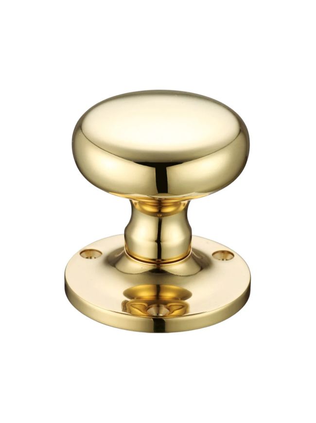 Zoo Hardware Mushroom Mortice Knob Furniture 62.5mm Rose dia. - Polished Brass